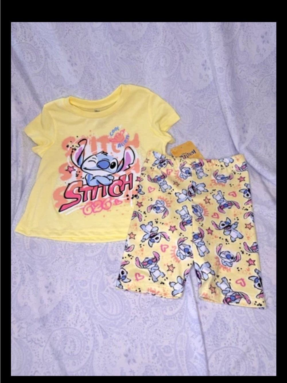 Disney’s Stitch Toddler 2 Piece Yellow Top & Capri Pants